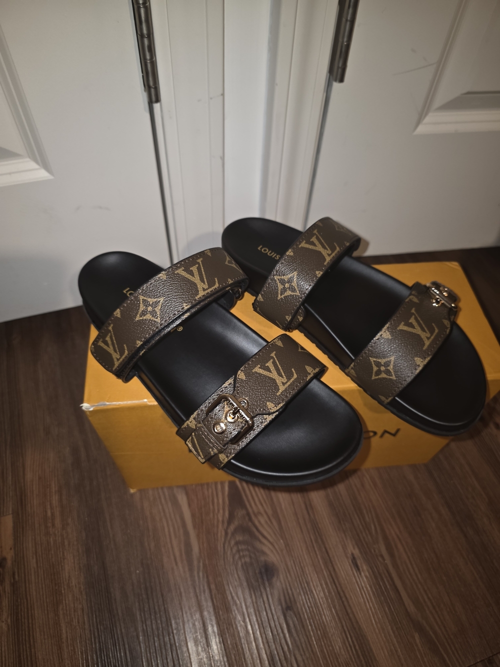 Louis Vuitton Brown Monogram Double-Strap Sandals - Picture 3 of 4